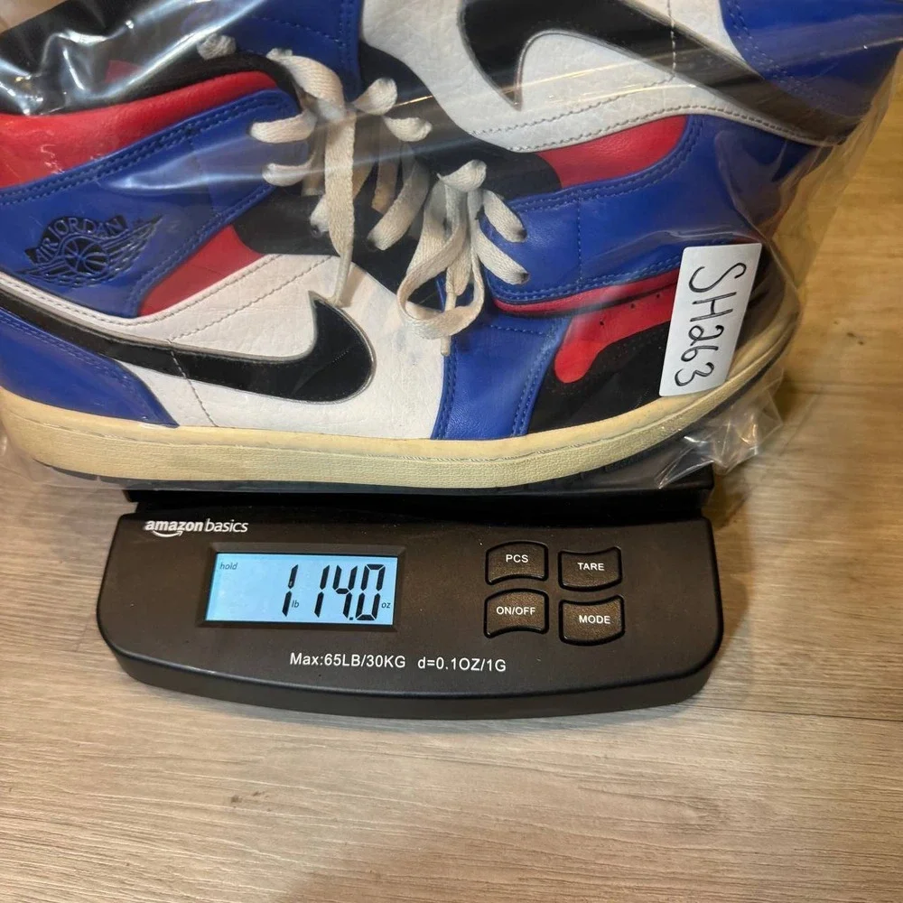 Nike Air Jordan 1 Mid Top 3 Men 8.5 Red‎ Blue Retro Basketball 554724-124